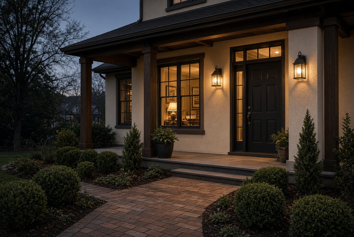 Warm evening porch and entry